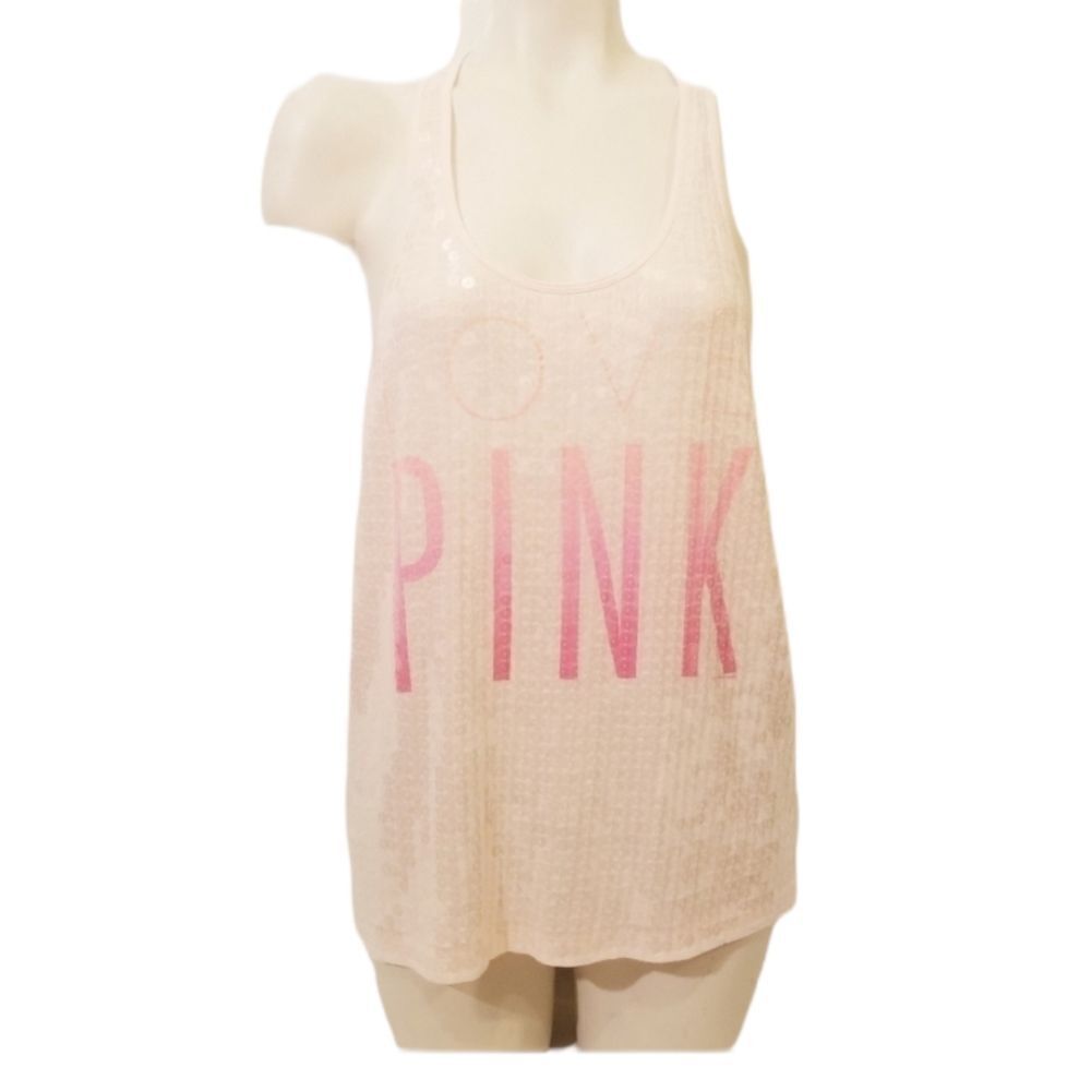 VS Pink Racerback Tank Top,‎ Love Pink Sz S